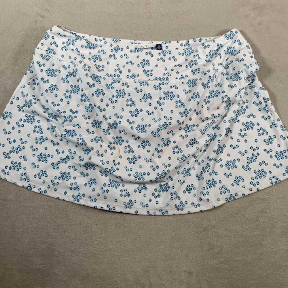 Cabana Life Sag Harbor Longer Swim Skirt Womens 2X White Blue UPF 50+ New